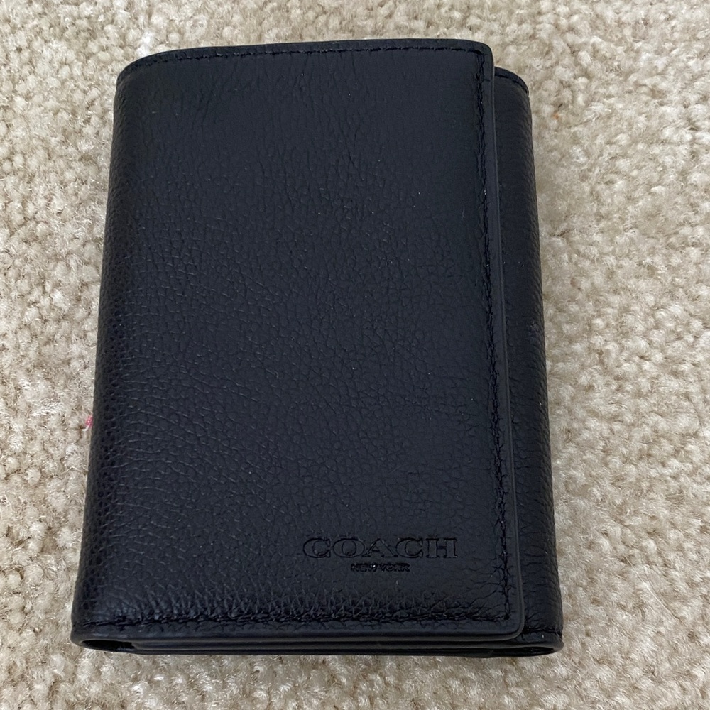 Coach Black Leather Trifold Wallet